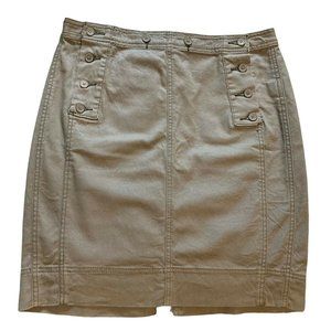 Free People khaki Button Skirt Knee Length Canvas 100% Cotton Size 10